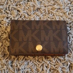 Michael Kors bifold wallet in brown and gold